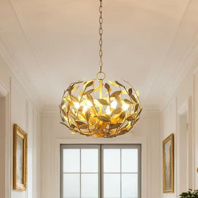 Parrot Uncle 	20" 6-Light Gold Modern Chandelier Ceiling Light Adjustable Wood Pendant Lamp | Target