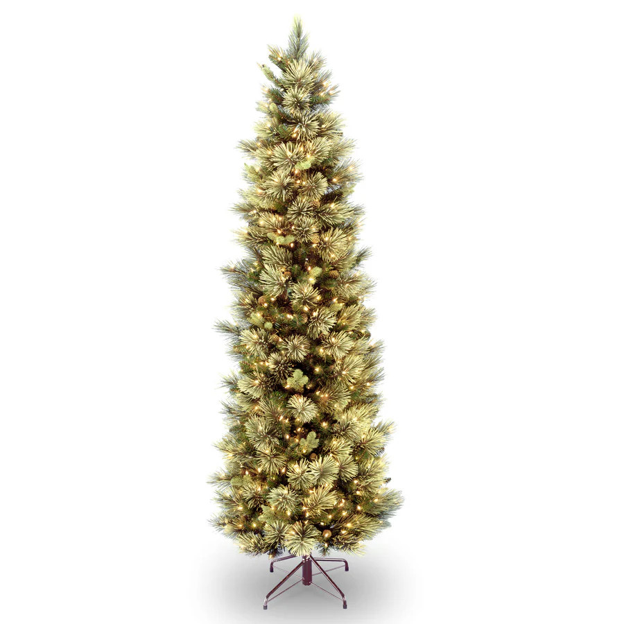 7 ft. Pre-Lit Carolina Pine Slim Tree with Clear Lights, Plug-In | National Tree Company
