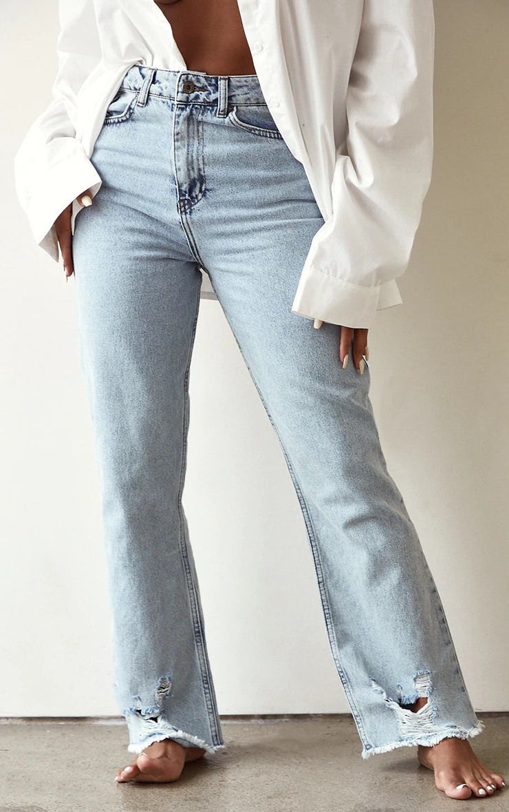 PRETTYLITTLETHING Shape Vintage Ripped Straight Leg Jeans | PrettyLittleThing US