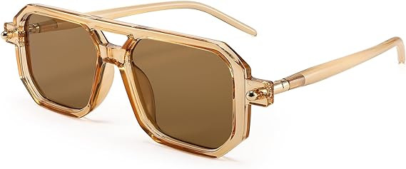FEISEDY Vintage Square 70s Flat Aviator Sunglasses Women Men Classic Retro Stylish Frame UV400 Su... | Amazon (US)