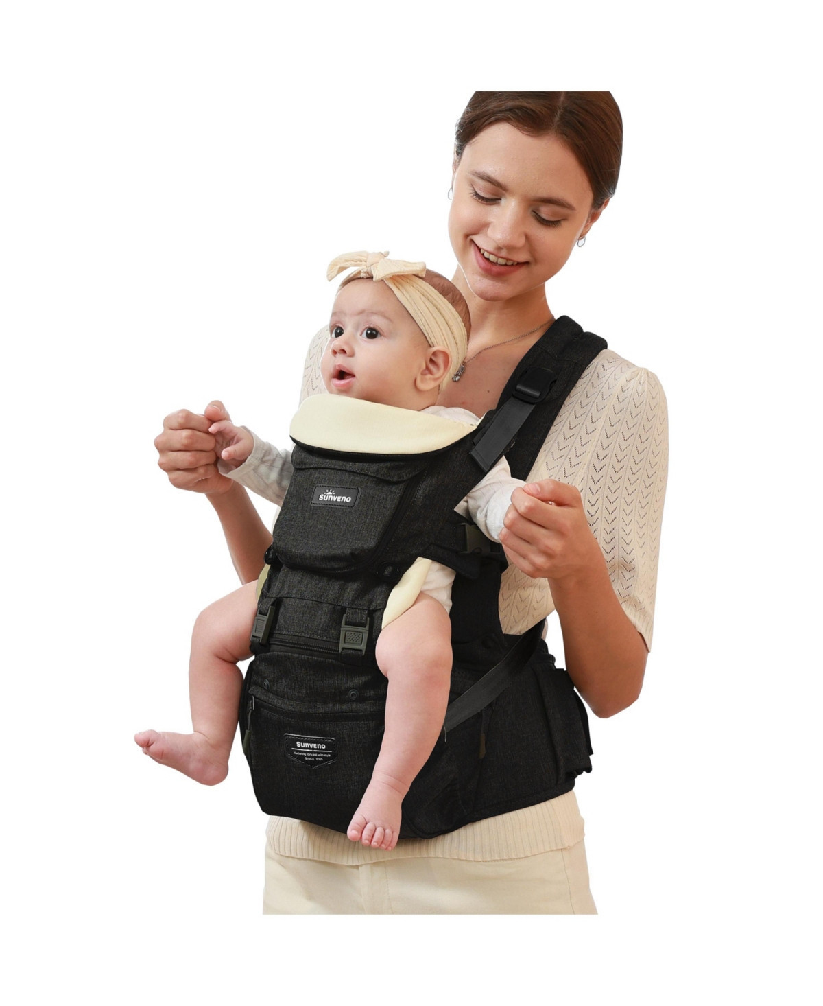 Sunveno 3 in 1 Ergonomic Baby Carrier with Hip Seat for Newborns and Toddlers 20 lbs and Up with Large Weight Capacity for All Season Use - Black | Macy's