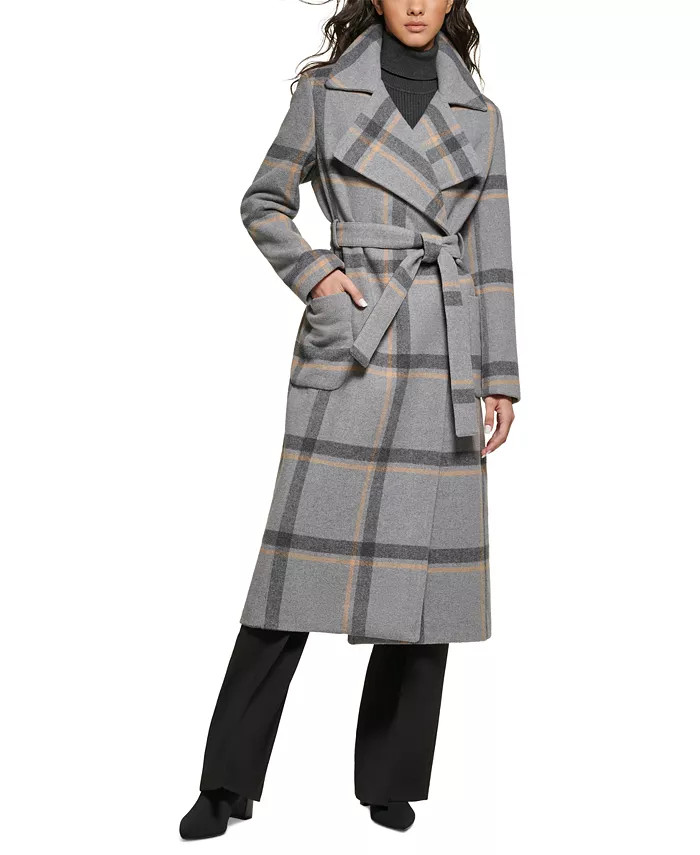 Women's Plaid Maxi Wrap Coat | Macys (US)