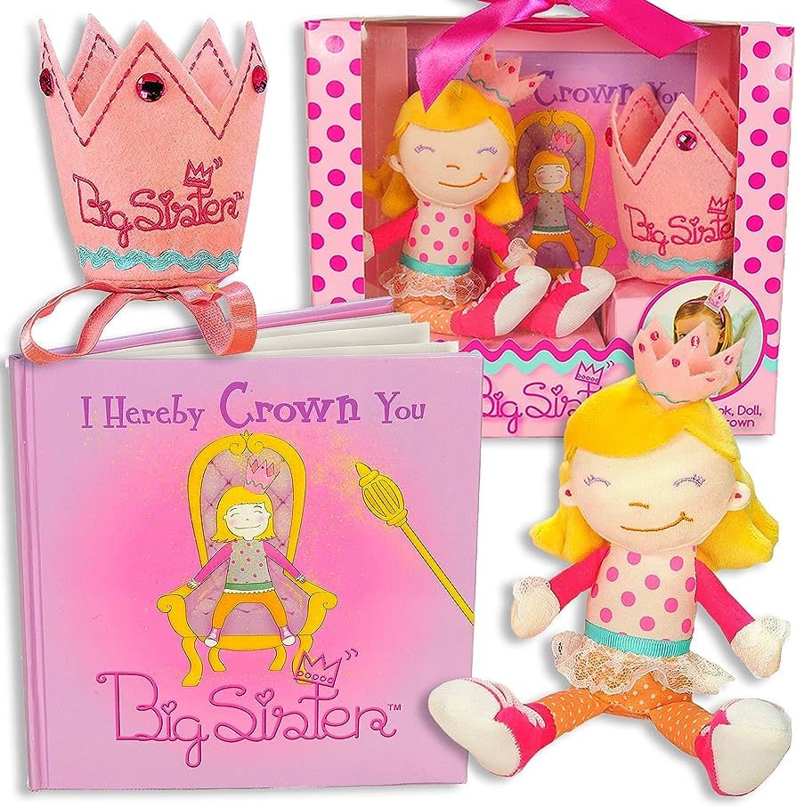 Tickle & Main Big Sister Gift Set, I Hereby Crown You Big Sister Book, Doll, and Child Size Crown | Amazon (US)