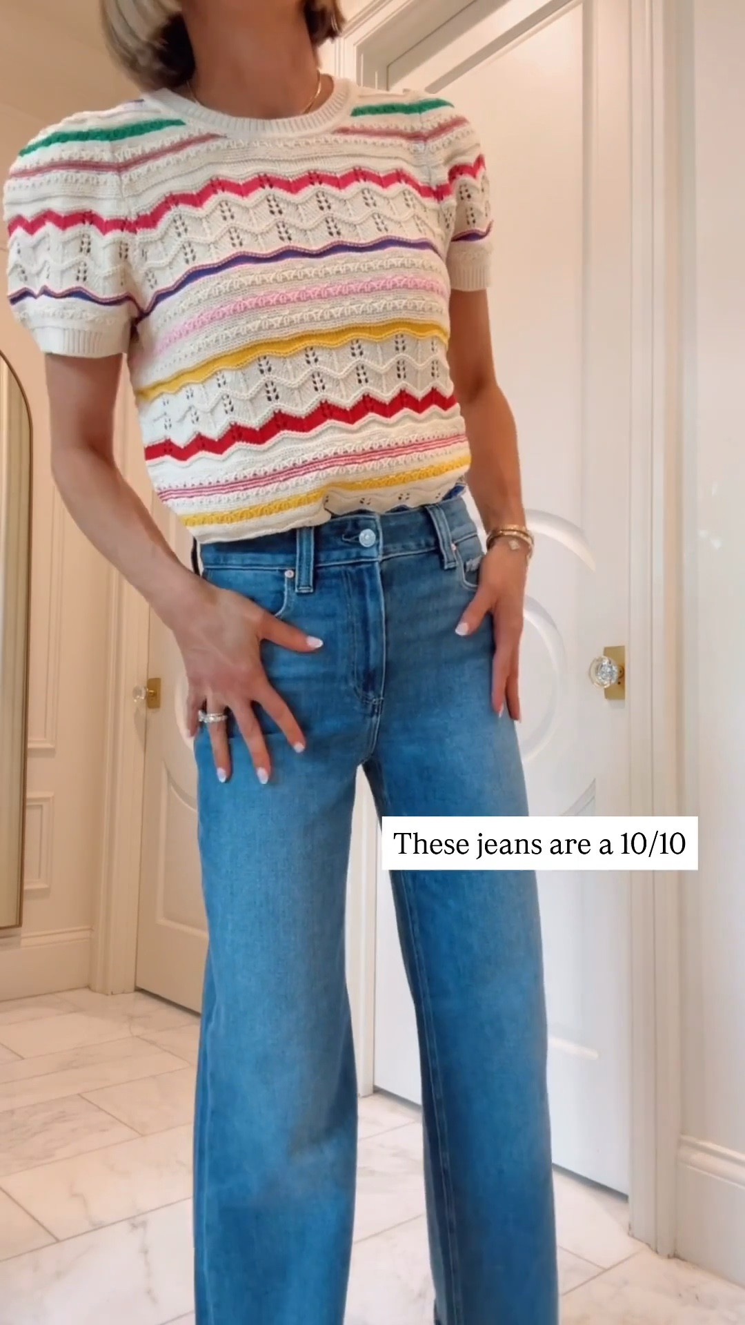 BEST SELLER this week. The jeans that are a 10/10 - I recommend to anyone. These jeans fit true to size and I'm 5'7 wearing size 25.

…this gorgeous pointelle stitch top is a best seller too! The best spring look.

#LTKootd #LTKgrwm