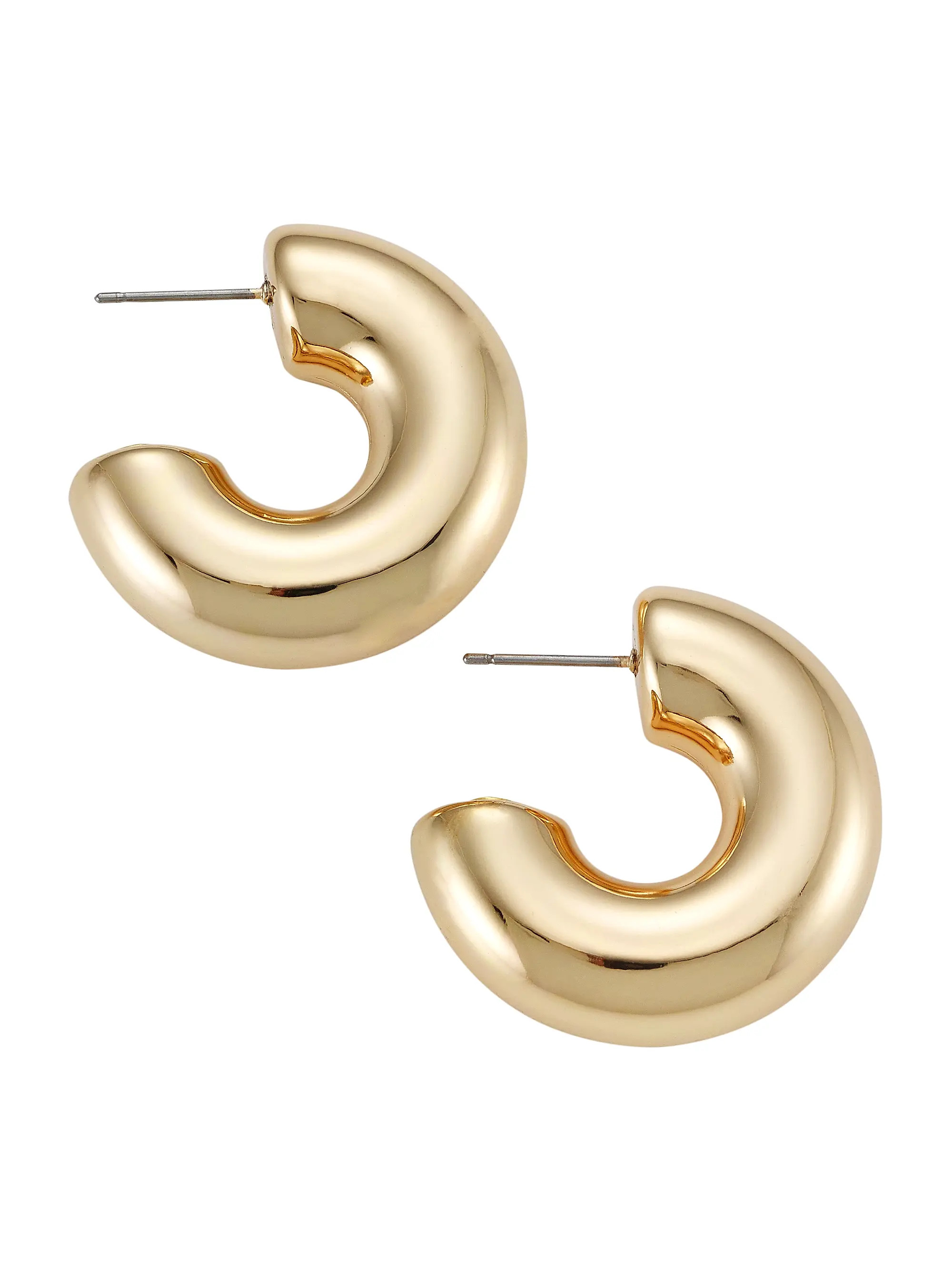 Kenneth Jay Lane 14K Goldplated Tube Hoop Earrings | Saks Fifth Avenue | Saks Fifth Avenue