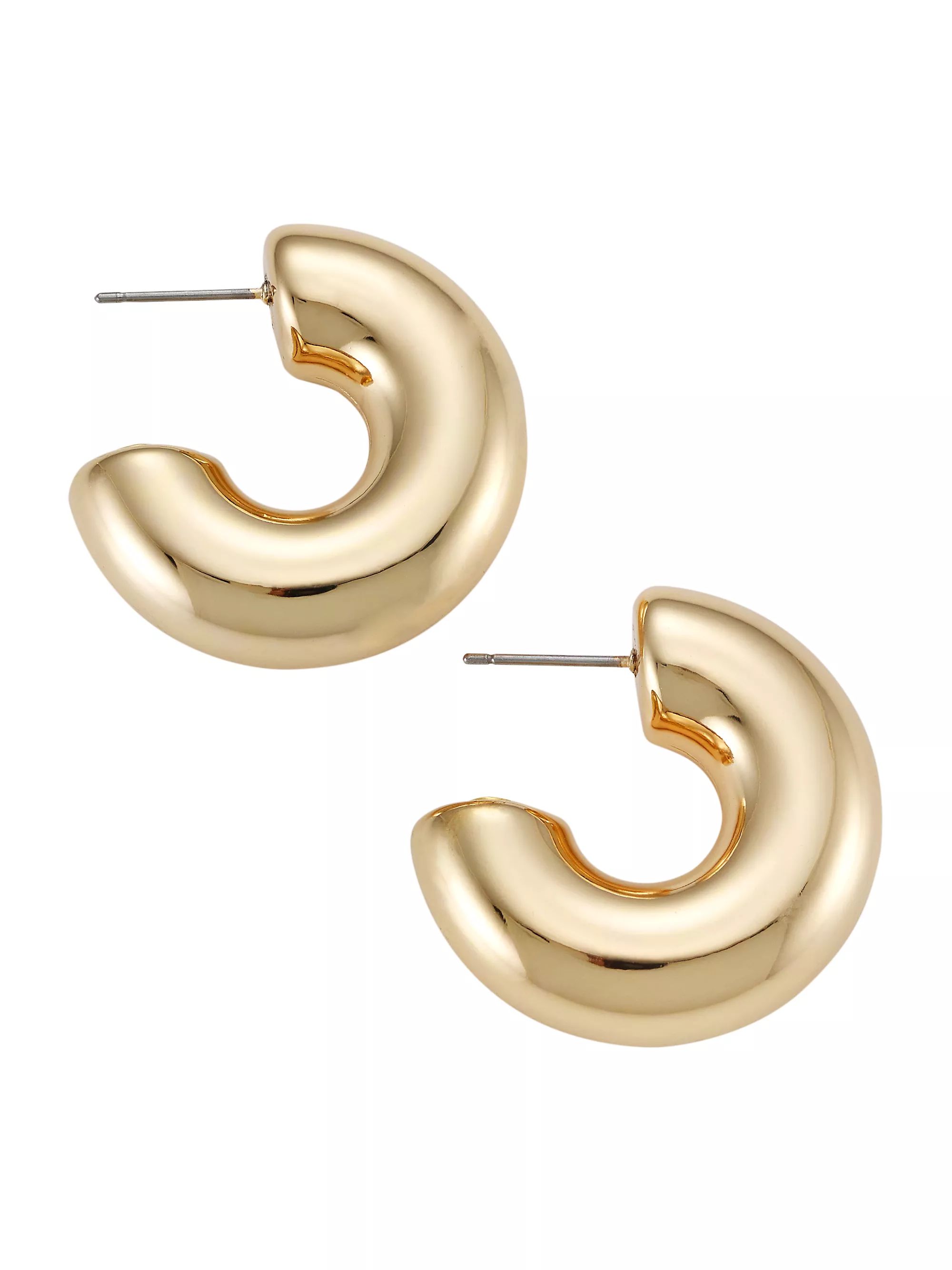 14K Goldplated Tube Hoop Earrings | Saks Fifth Avenue