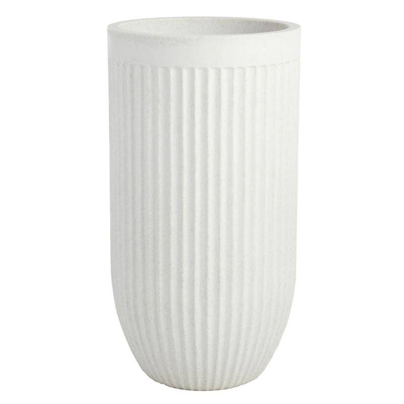 Tall Off-White Fluted Planter, 24" | At Home