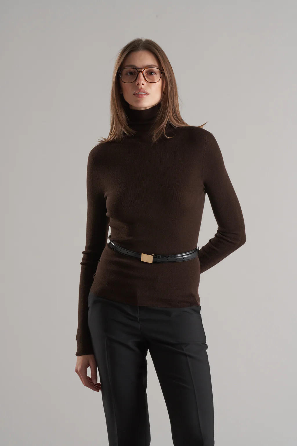 Mol Ultra Thin Merino Turtleneck Cocoa | Marcela London