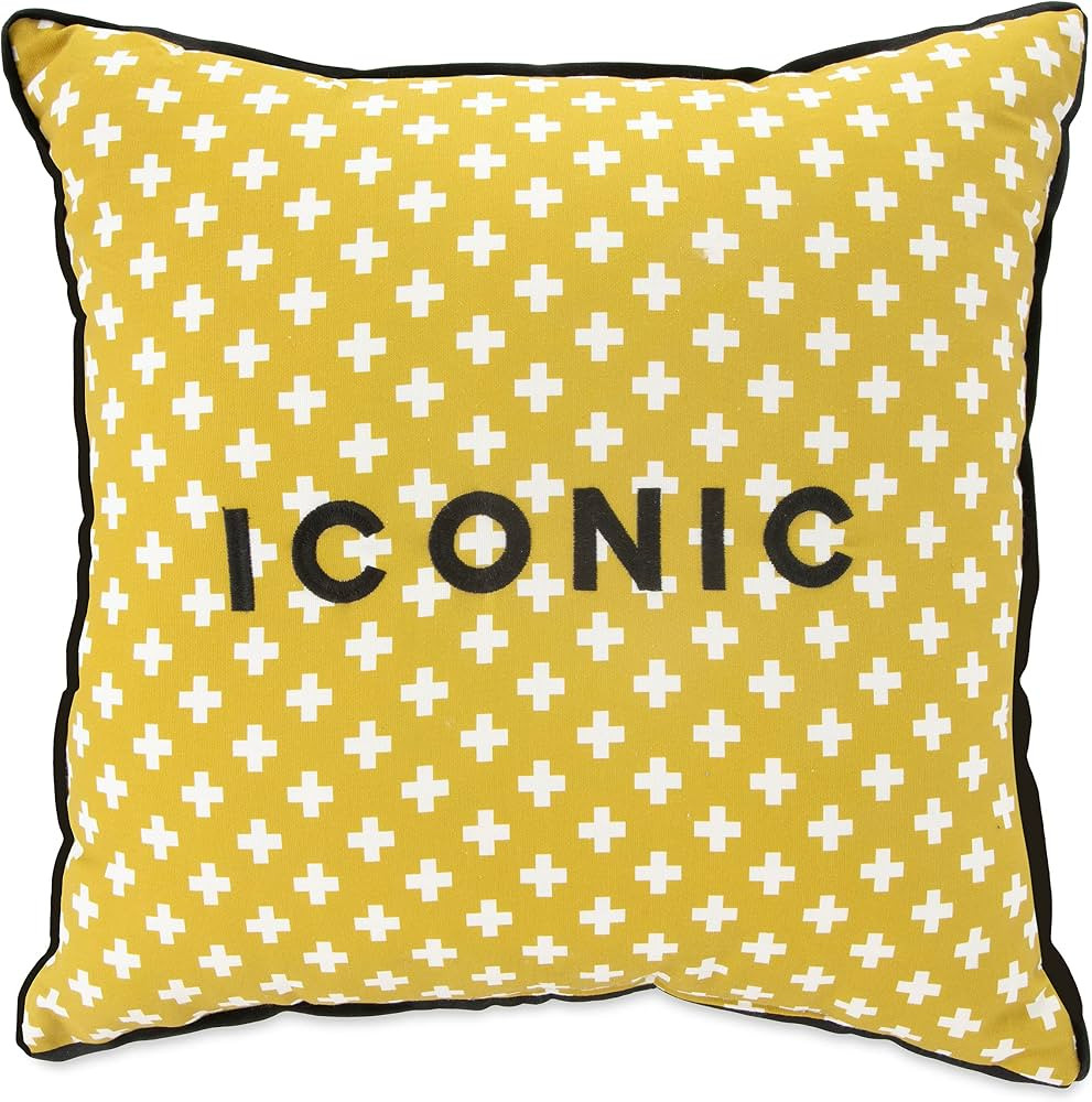 Novogratz by Utica Iconic Yellow Decorative Pillow, 18-inch x 18-inch | Amazon (US)