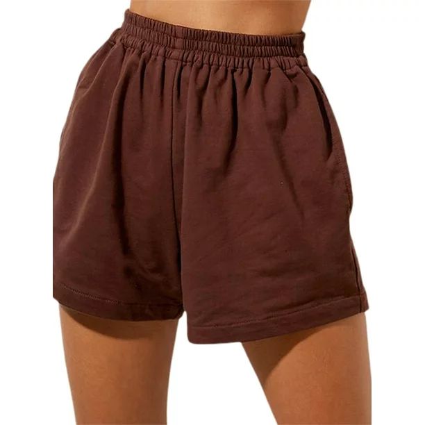 FOCUSNORM Women Comfy Cotton Elastic Waist Loose Lounge Shorts with Pockets Workout Yoga Sweat Sh... | Walmart (US)