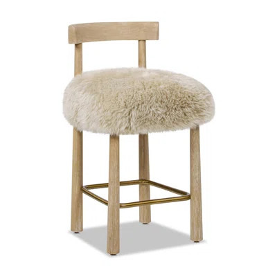 DeMille 27.5 Genuine Fur Counter Height Bar Stool | Wayfair North America