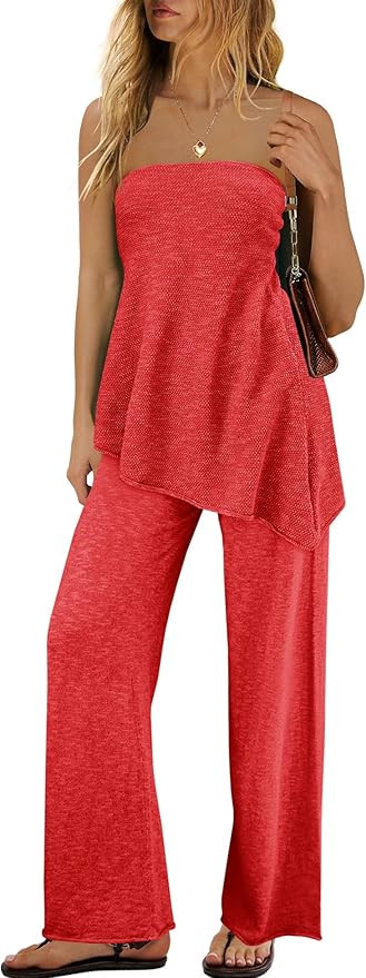 SENSERISE Womens 2 Piece Outfits Summer Knit Sweater Set Matching Lounge Set Off the Shoulder Top... | Amazon (US)