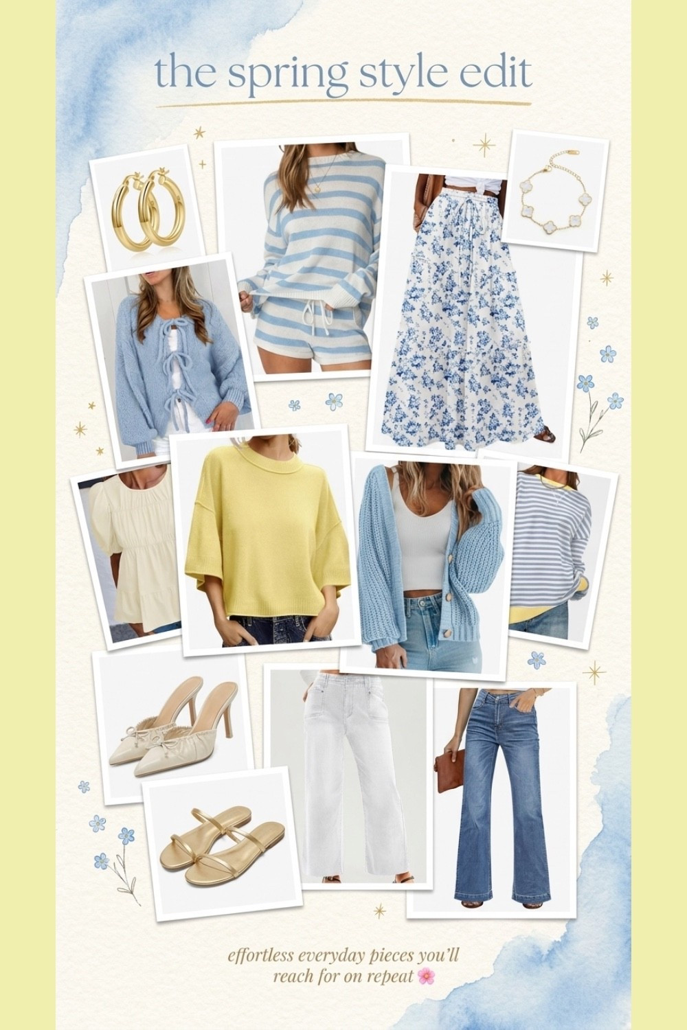 Soft blues, buttery yellows, and effortless staples 🤍✨
These are the pieces I’m reaching for on repeat this spring—easy layers, flattering denim, and the prettiest everyday details. Everything mixes + matches so well for that put-together but still comfy vibe 🌸

#LTKStyle #LTKSeasonal #SpringStyle #SpringOutfits #CapsuleWardrobe #EffortlessStyle #MomStyle #EverydayOutfits #NeutralStyle #BlueAndWhite #SpringWardrobe #CasualChic #OutfitInspo #LTKFinds #AmazonStyle