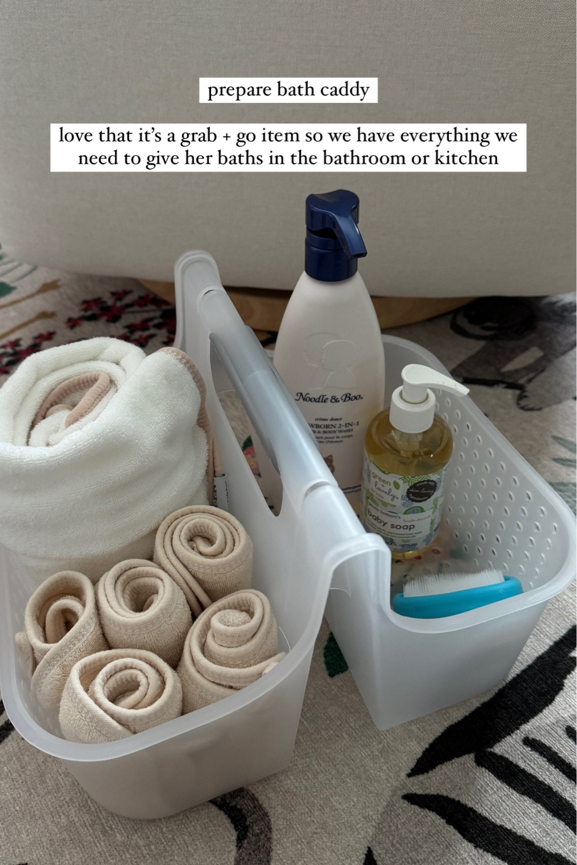 prepare bath caddy

love that it's a grab + go item so we have everything we need to give her baths in the bathroom or kitchen

First time mom, infant prep, things to do before bringing baby home 

#LTKBaby