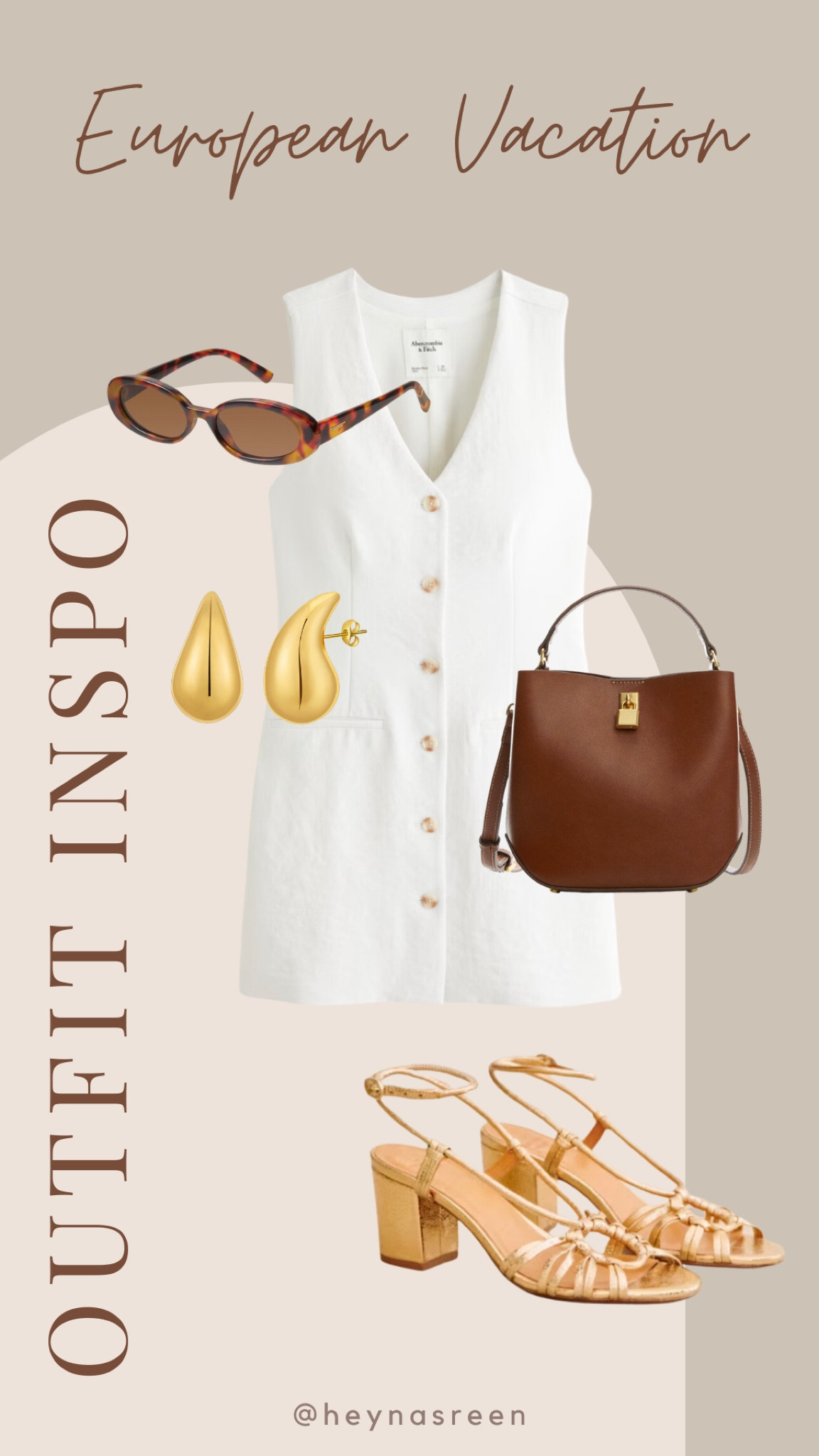European Vacation Outfit Idea: chic white dress with brown & gold accessories! I love this dress for any occasion. 

#LTKSeasonal #LTKTravel #LTKStyleTip