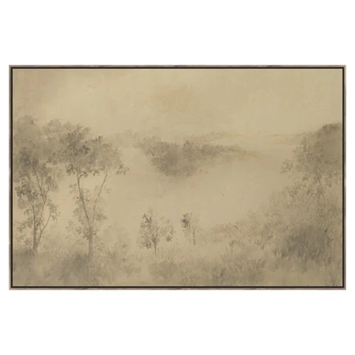 Hill Country Beige Landscape Walnut Wood Frame Painting - 48x72 | Kathy Kuo Home