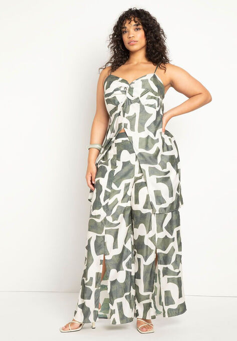 Pull On Wide Leg Pant with Slit Hem | Eloquii