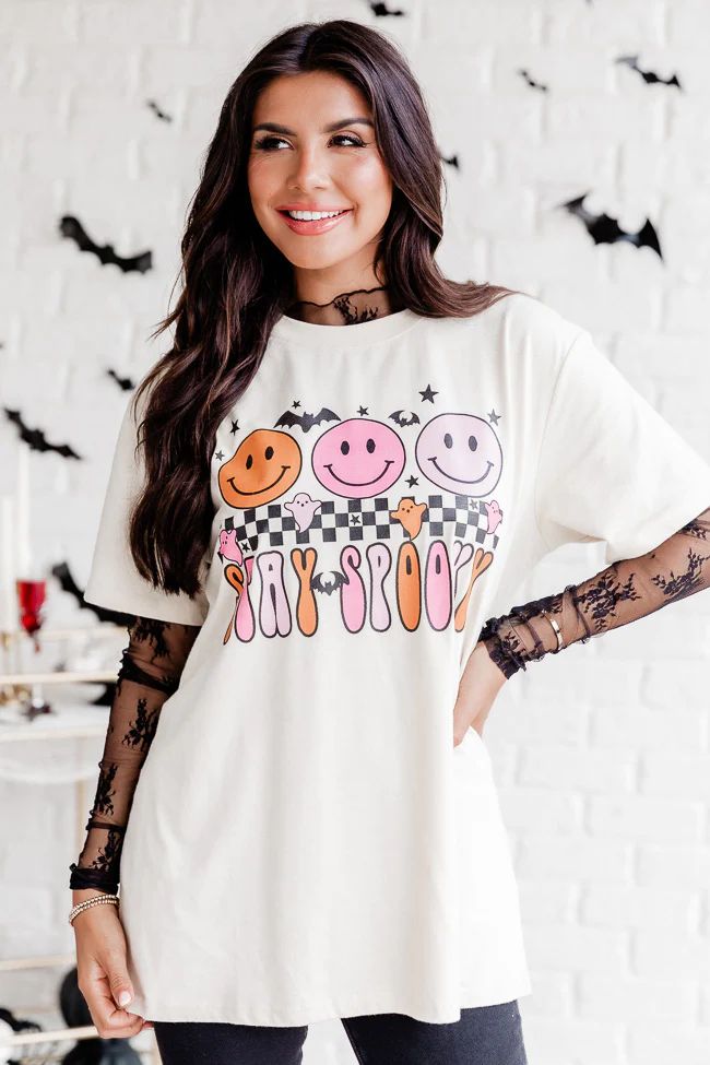 Stay Spooky Ivory Graphic Tee | Pink Lily