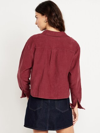 Cropped Button-Down Corduroy Shirt | Old Navy (US)