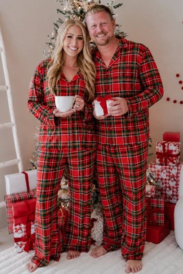 Adult Christmas Two-Piece Pajama Set | Plaid Tidings | Caden Lane