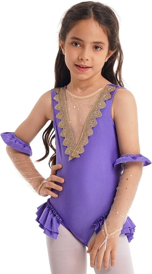 TiaoBug Girls Princess Trapeze Show Costume Halloween Circus Ringmaster Fancy Dress Up Cape Top w... | Amazon (US)
