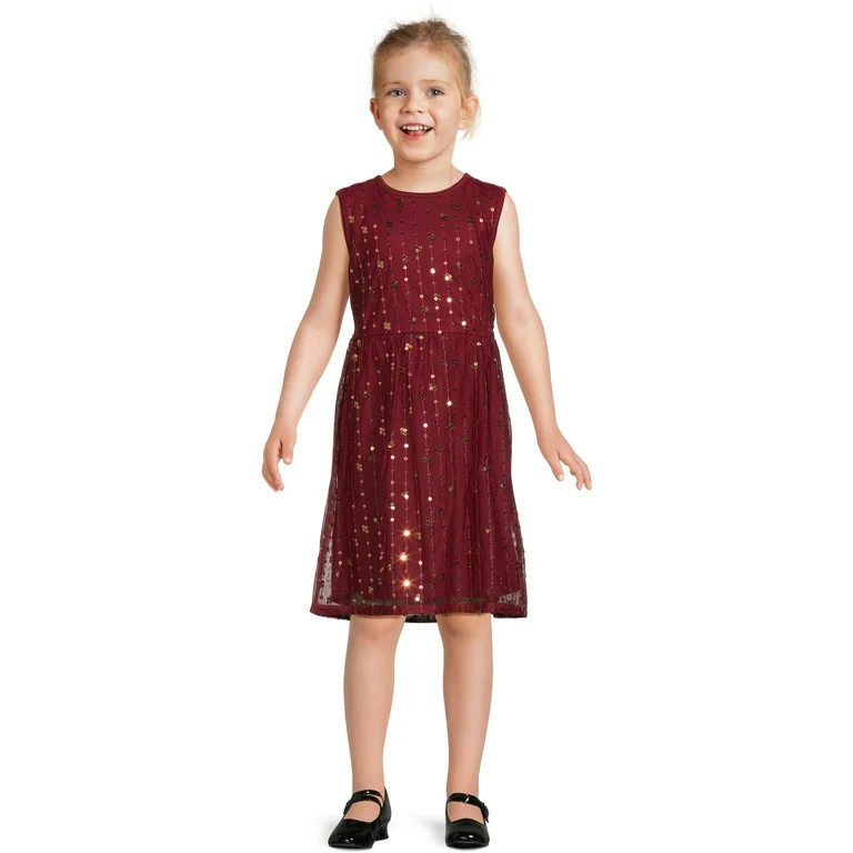 Wonder Nation Girls Scattered Sequin Dress, Sizes 4-18 & Plus - Walmart.com | Walmart (US)