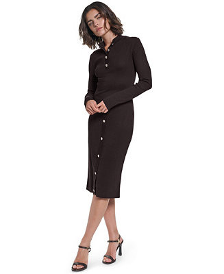 Women's Mock Neck Midi Button Front Sweater Dress | Macy's