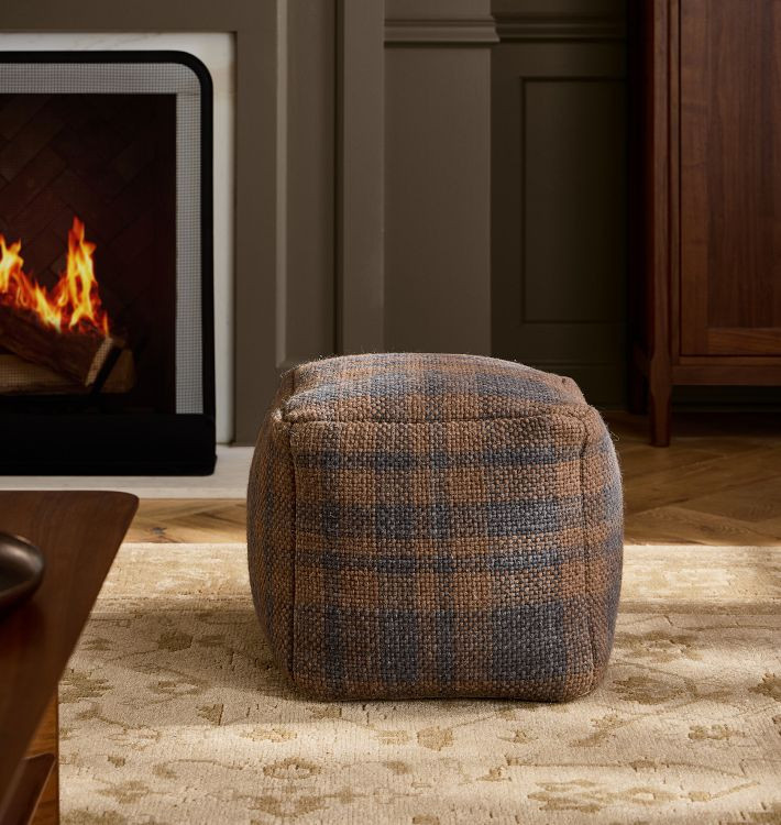 Plaid Wool Pouf | Rejuvenation