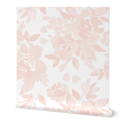 Peach Pink Floral Wallpaper
