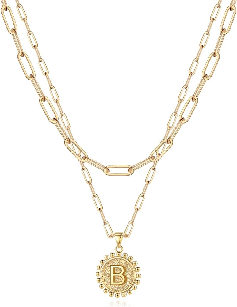 Yoosteel Christmas Gifts for Women, Gold Initial Necklaces for Women 14K Gold Plated Dainty Layer... | Amazon (US)