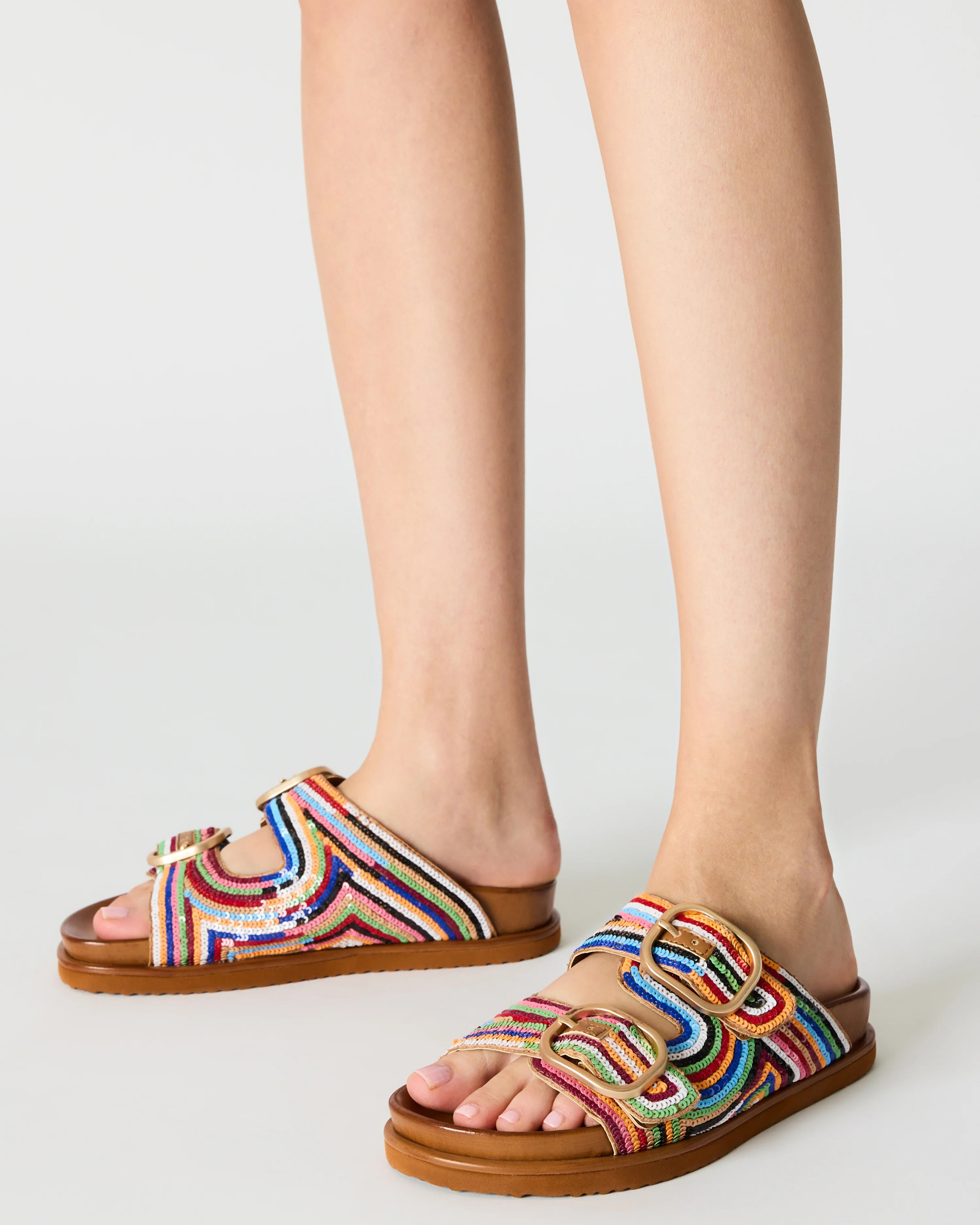 TOURIST Multi Color Footbed Slide Women's Sandal | Steve Madden (US)