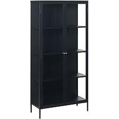 Nyhus AMZ-42040602 Modern Tempered Glass & Steel Storage Cabinets with Adjustable Feet, 4 Shelves... | Amazon (US)