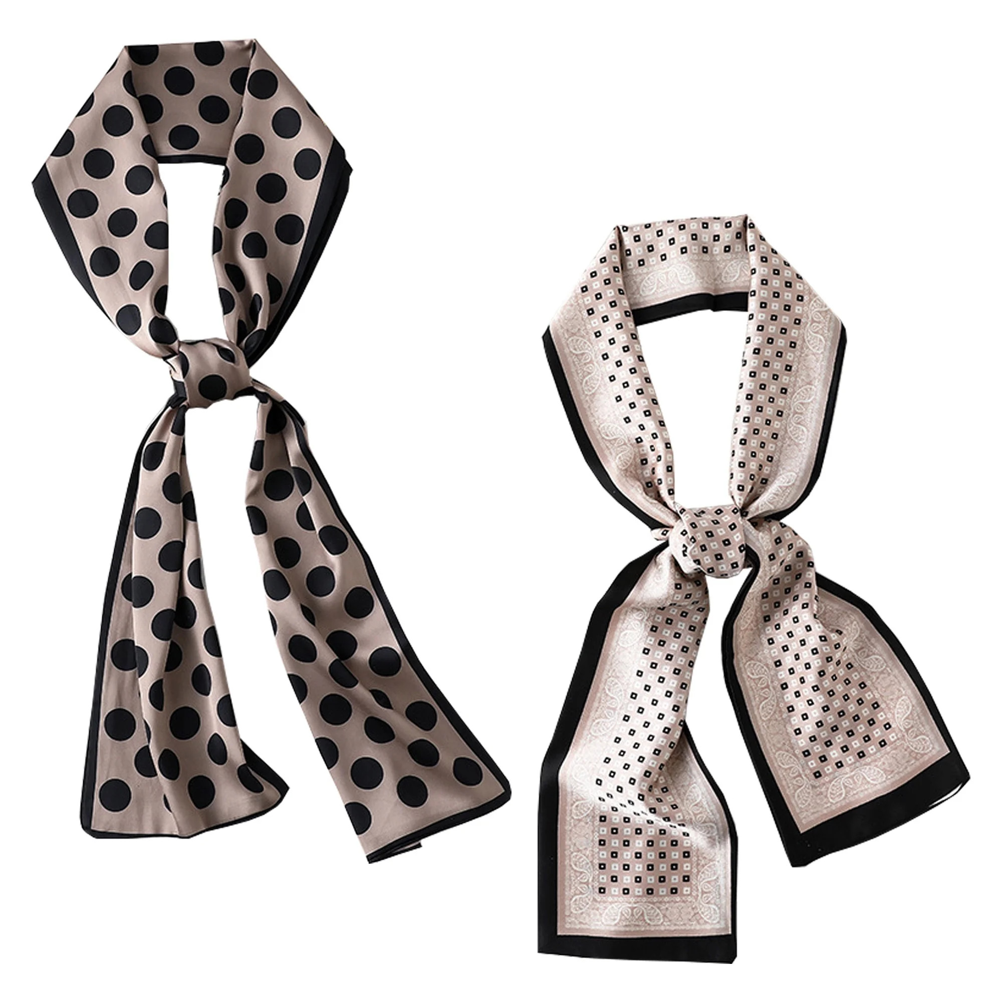 Curve Muse Long Neckerchief Pure Skinny Scarf Necktie Handbag Wrap Handle Belt-2 Pack-Pack D | Walmart (US)