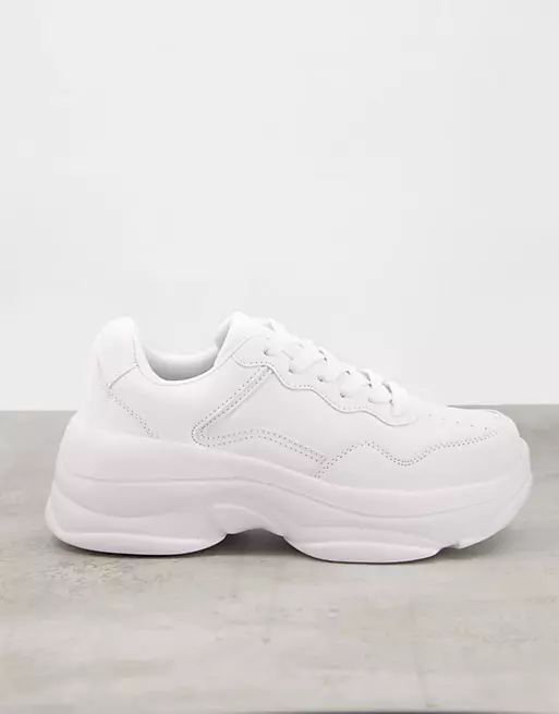 Truffle Collection paneled chunky lace up sneakers in white | ASOS (Global)