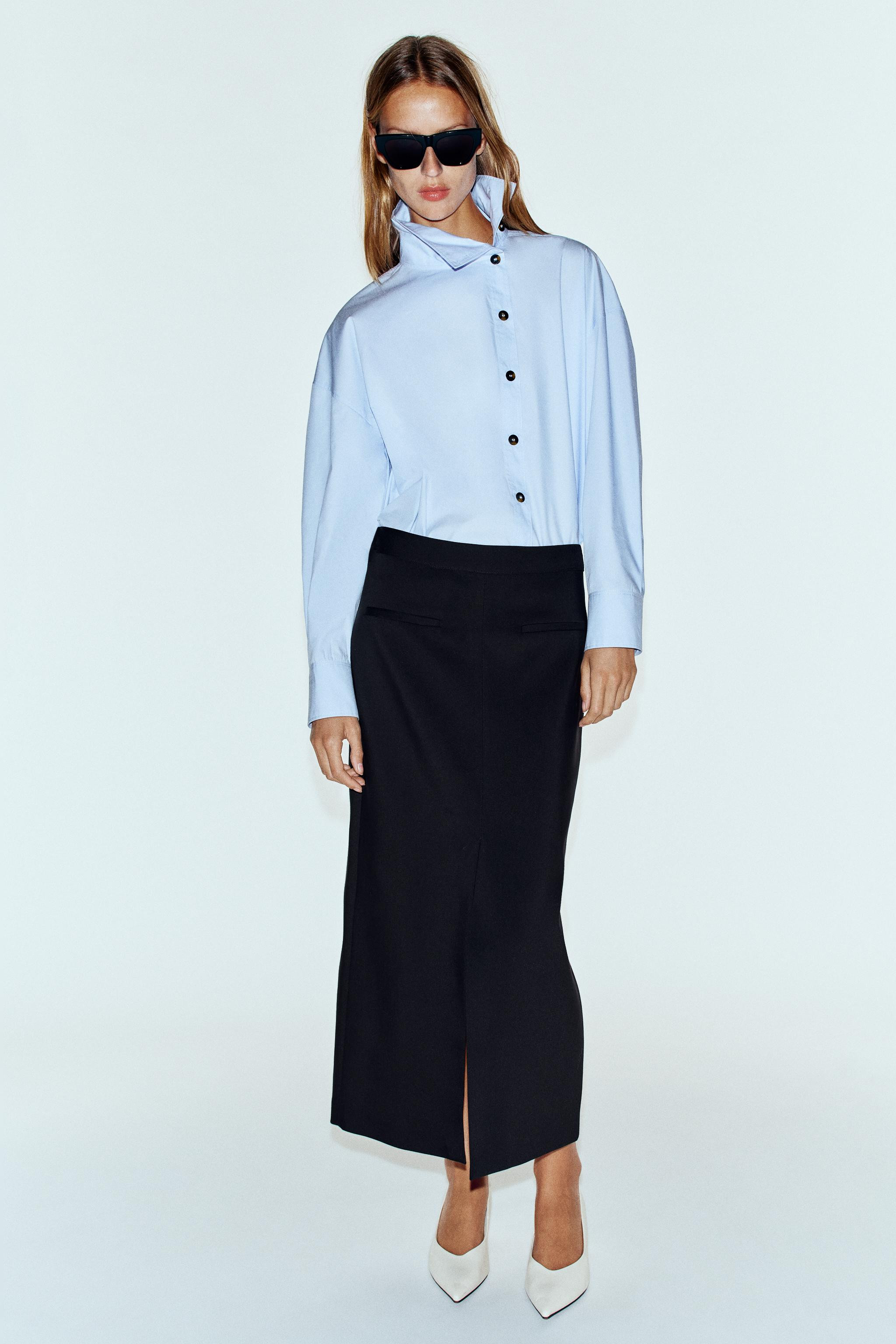 POPLIN STAND COLLAR SHIRT | Zara US