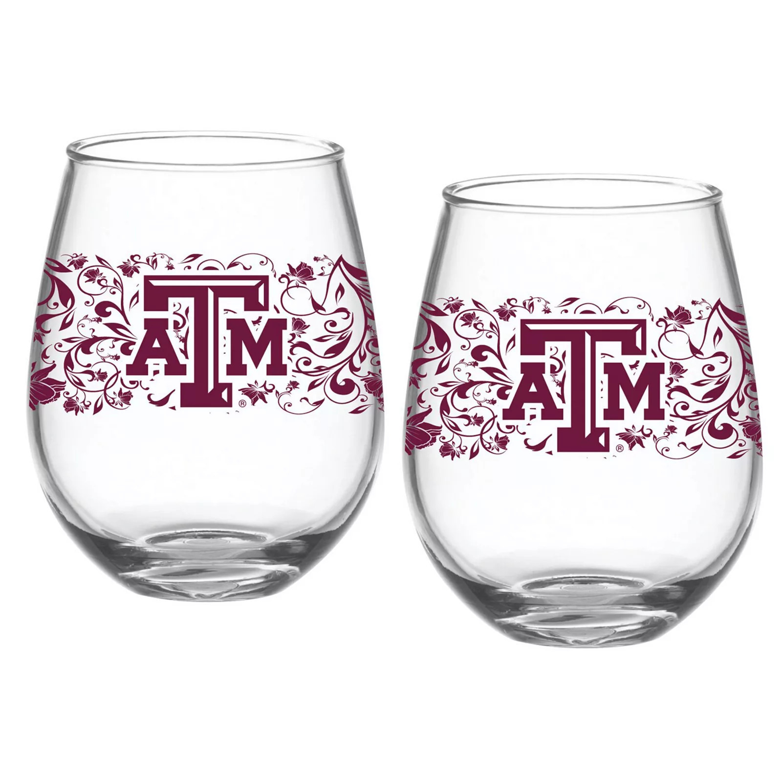 Texas A&M Aggies Two-Pack 15oz. Floral Stemless Glass Set, Team | Kohl's