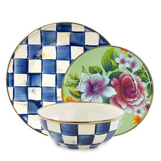 Royal Check & Flower Market Green Mix - 3-Piece Place Setting | MacKenzie-Childs