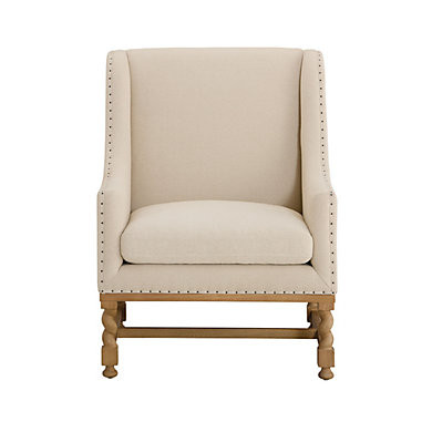 Alonso Lounge Chair with Barley Twist Legs & Natural Linen Upholstery | Ballard Designs, Inc.