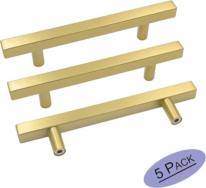goldenwarm Brushed Brass Cabinet Pulls Gold Kitchen Hardware 5Pack - LS1212GD102 Square Gold Draw... | Amazon (US)