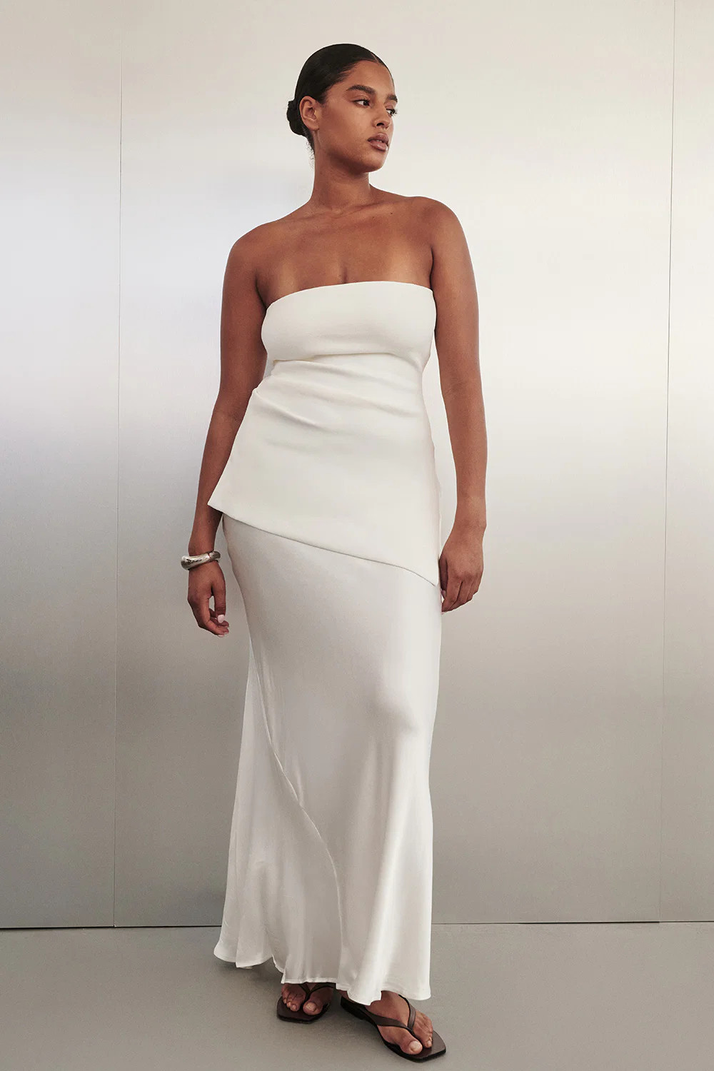 CHARLI WHITE SATIN MAXI SKIRT | DISSH