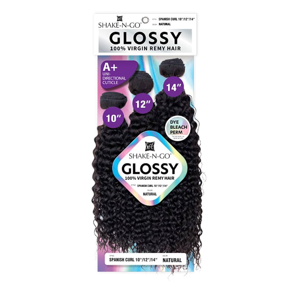 SHAKE-N-GO - GLOSSY 100% VIRGIN REMY HAIR - SPANISH CURL (18"/20"/22", NATURAL BLACK) | Amazon (US)