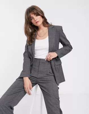 & Other Stories check structured blazer in monochrome | ASOS (Global)