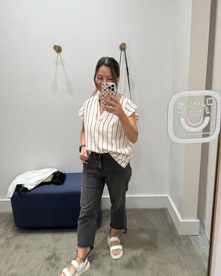Love this top. It is light and airy. 

Spring outfit / summer outfit / gift for mom / gift for her / black jeans / affordable jewelry/ sandal / look for less / 

#LTKGiftGuide #LTKSeasonal