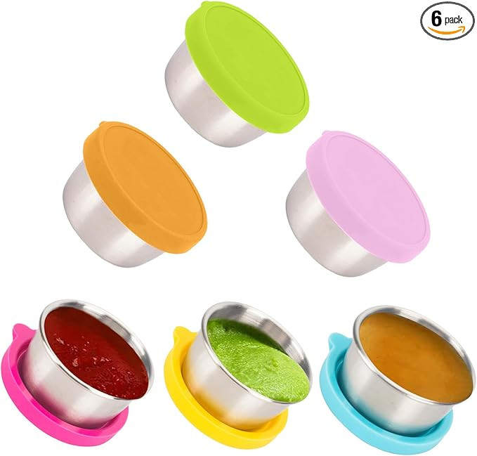 Ecurfu Salad Containers For Lunch To Go, 6x1.6 Oz Stainless Steel Condiment Containers With Lids,... | Amazon (US)