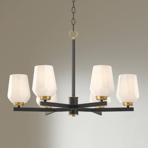 Possini Euro Jeremiah 28"W Black and Gold 6-Light Chandelier | Lamps Plus