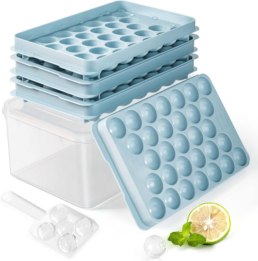 Round Ice Cube Trays for Freezer - Ice Cube Tray with Lid and Bin,Stackable Ice Ball Maker, BPA-Free Ice Mold, Circle Ice Trays for Juice,Coffee and Cocktails (1.2in/93 balls&box) | Amazon (US)