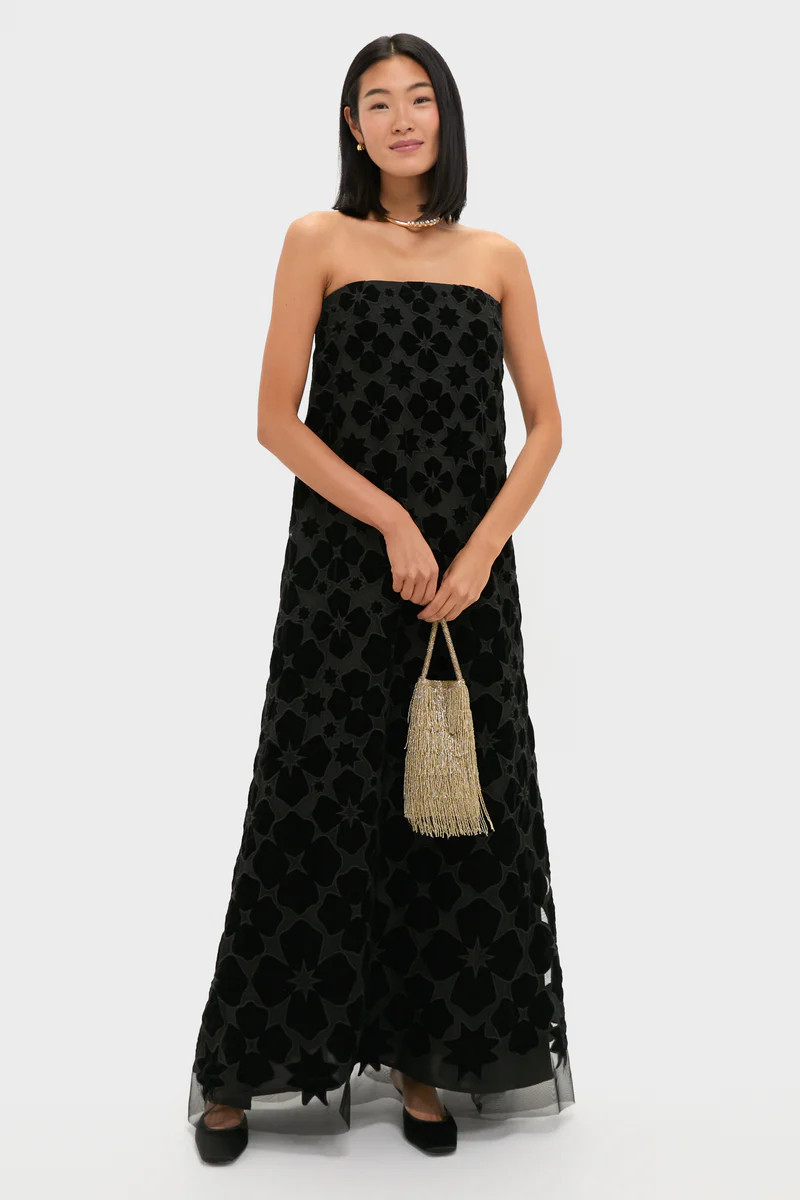Black Burnout Velvet Genevieve Gown | Tuckernuck (US)