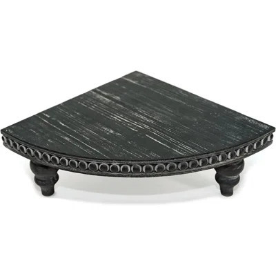 Corner Pedestal Stand Rustic Decor Riser For Display - Farmhouse Wood Rounded Beaded Tray For Kitchen And Bathroom Countertop Organizer, Coffee Bar, P | Wayfair North America