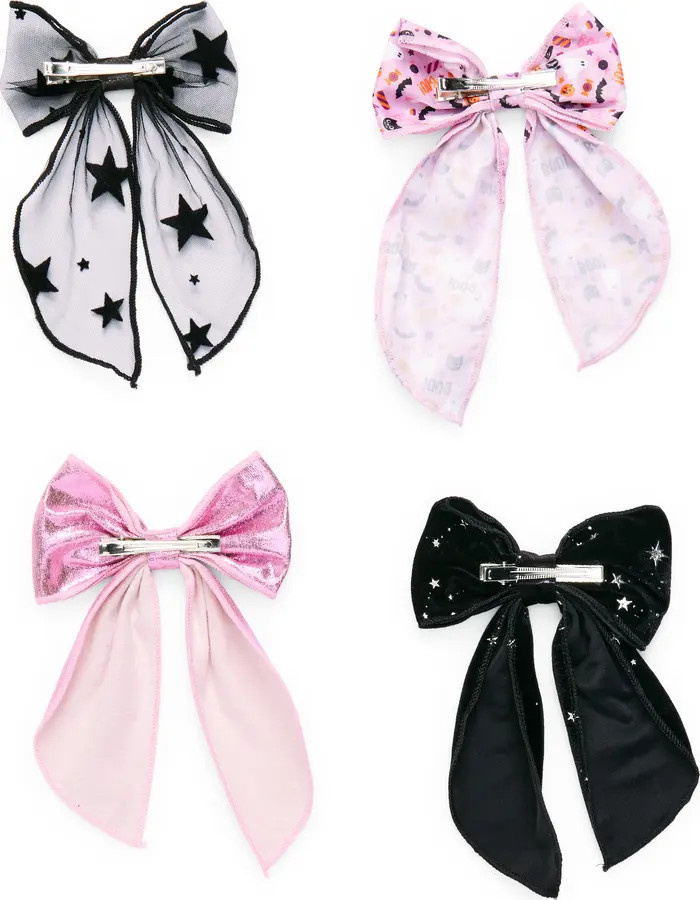 Kids' Assorted 4-Pack Halloween Bow Barrettes | Nordstrom