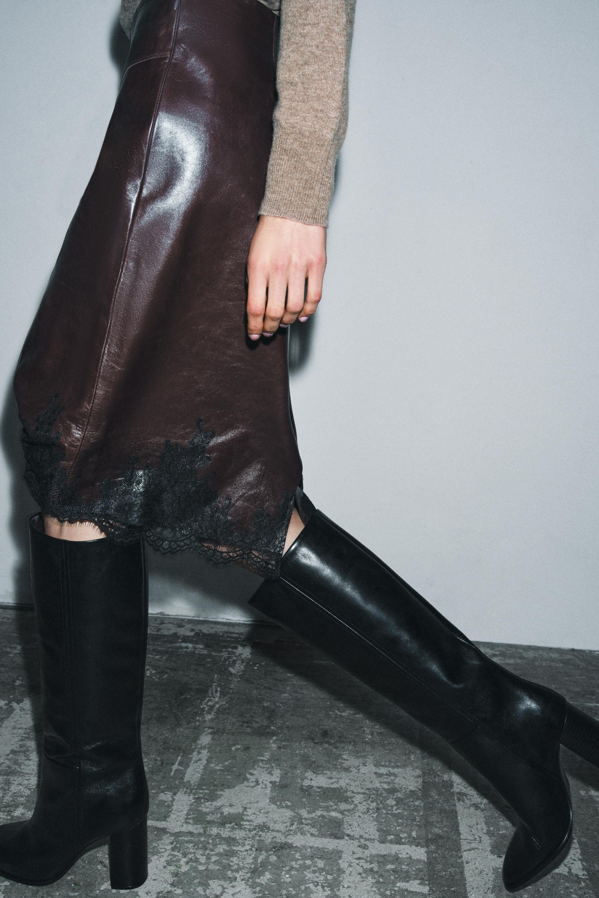 LEATHER LACE SKIRT ZW COLLECTION LIMITED EDITION | Zara UK